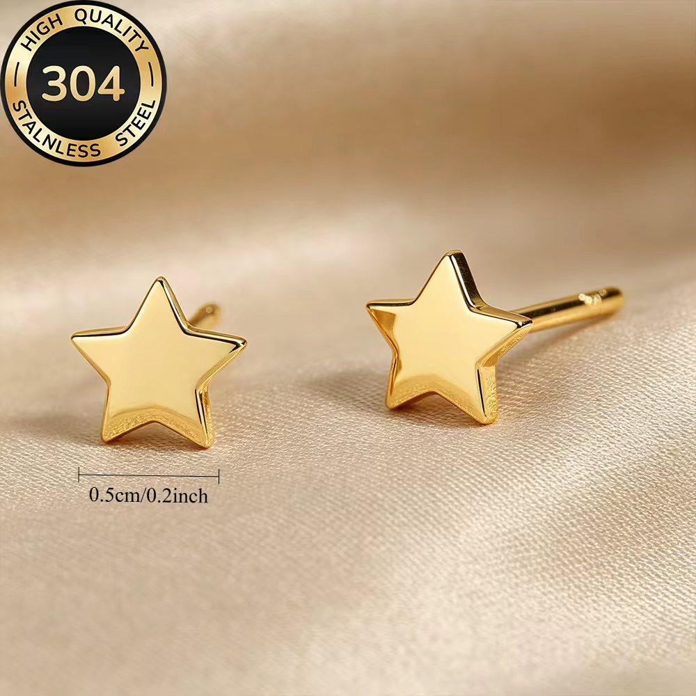 7-Pair Women's Stainless Steel Golden Earring Set